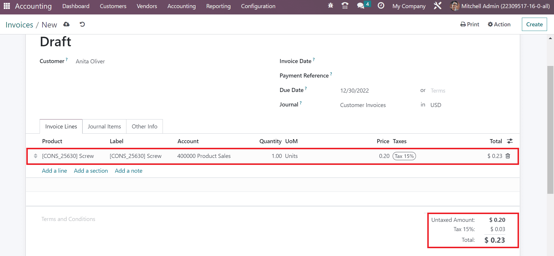 Invoice in Odoo 16