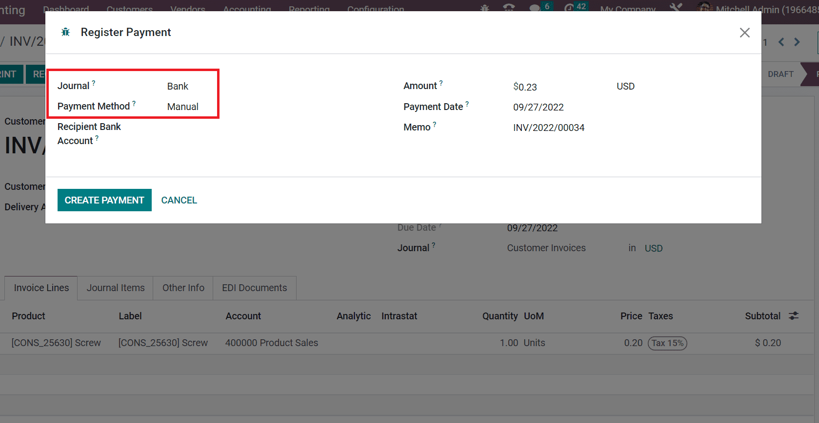 Invoice in Odoo 16